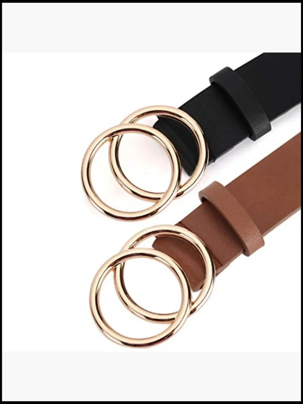 Faux Leather Belts with Double O-Ring Buckle for Jeans